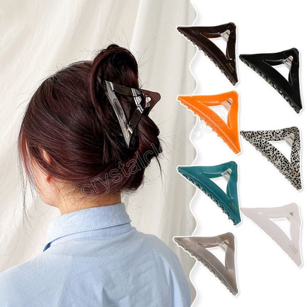 

geometric hollow out triangle hair claw for women girl acetic acid hairclips crab ins simple girls headwear hair accessories, Slivery;white