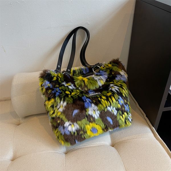 

evening bags winter plush tote bags for women shoulder bag fashion purses and handbags designer shopping bag large hand bag 221118