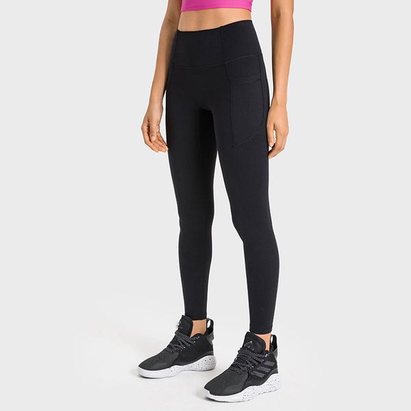 

l341 thermal pants side drop in pockets yoga pants solid color leggings outdoor sweatpants women trousers no t-line warm high rise fleece ti