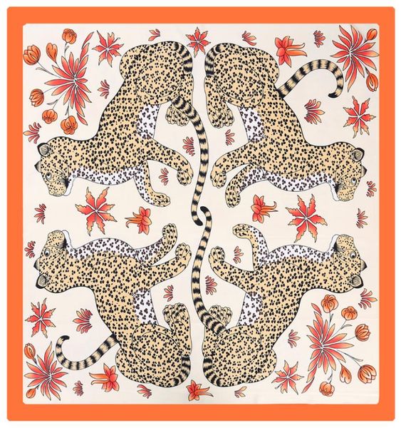 

pobing 100 silk scarf women square scarves wraps four leopard print neckerchief female foulard stain silk hijab large bufandas 208786471, Blue;gray