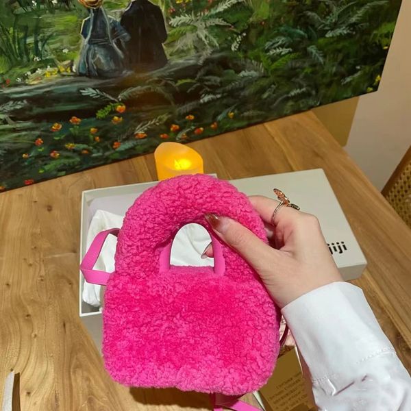 

evening bags solid faux wool mini small shoulder messenger bag waist pack cute capacity lady casual female purse black 221118