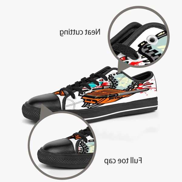 

men women diy custom shoes low canvas skateboard sneakers triple black customization uv printing sports sneakers kaola 160-33