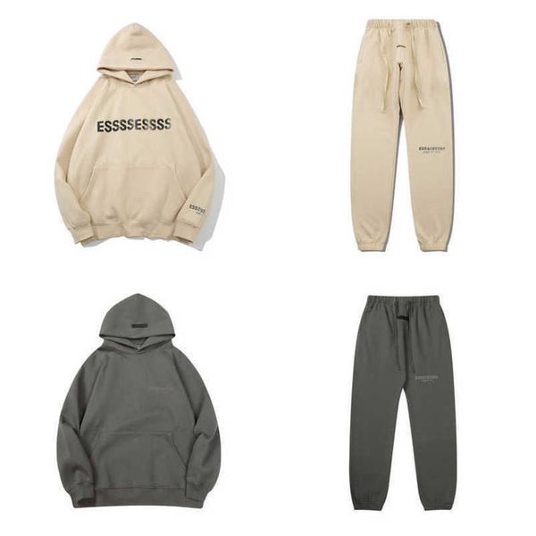 

men's brand luxury tracksuits sweatshirts letter esss hoodies men women's sweater print casual sportswear pants suit pullover cou, Gray
