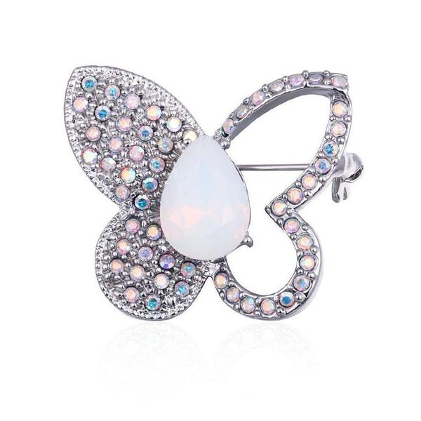 

pins brooches pins brooches shiny crystal butterfly insect for women black rhinestone opal brooch womens accessories jewelry girls dhkyf, Gray
