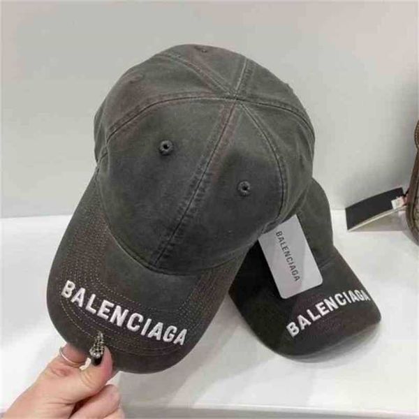 

designer ball balenciga caps luxury cap s base 2022 ian original single embroidered washed denim cotton cap made of old sunscreen for trends, Blue;gray