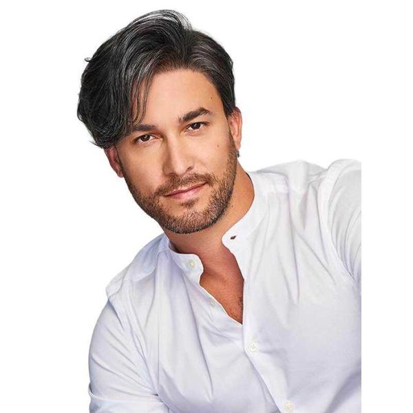 

women's wigs men's black and white bangs partial separation ffy