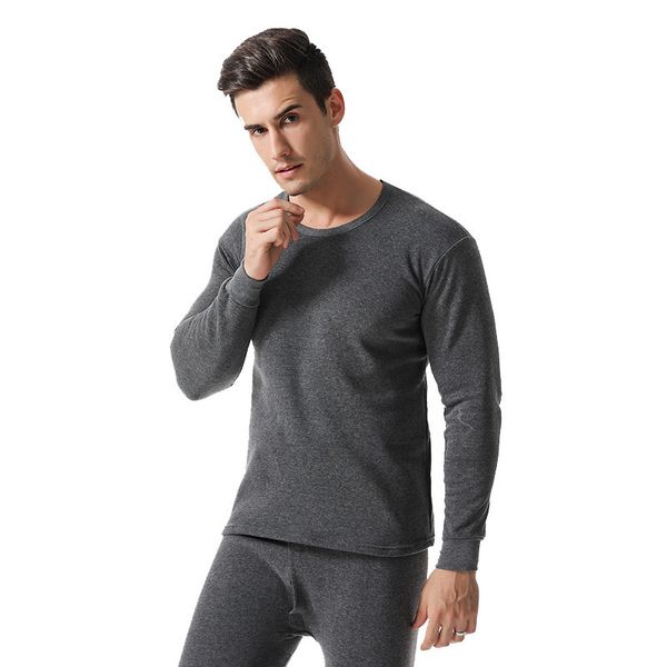 

men's thermal underwear winter long johns men thermal underwear sets thin fleece solid color keep warm round neck plush thick warm clot, Black;white