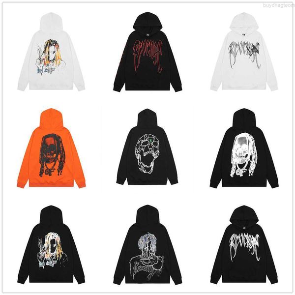

hoodie for men reveal cotton venge designer brand style high street fashion revenge skeleton hand-painted portrait sweater women hoodies plu, Black