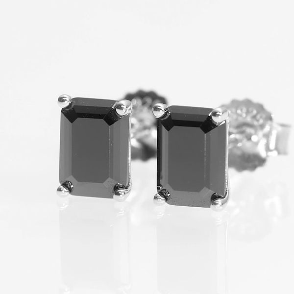 

anti-allergic 925 sterling silver 1ct square black moissanite stone earrings studs for men women nice gift, Golden;silver