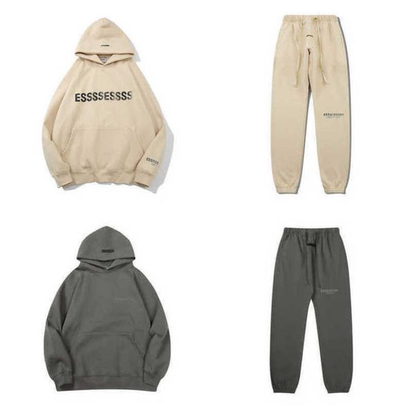 

classic men's luxury tracksuits sweatshirts letter essss hoodies men women's sweater print casual sportswear pants suit pullover, Gray