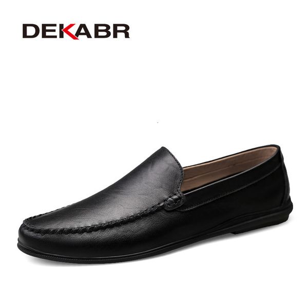 

height increasing shoes dekabr italian mens casual luxury brand summer men loafers split leather moccasins comfy breathable slip on boat 221, Black;white