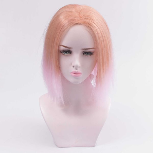 

women's wigs split short straight chemical fiber hair cover, Black