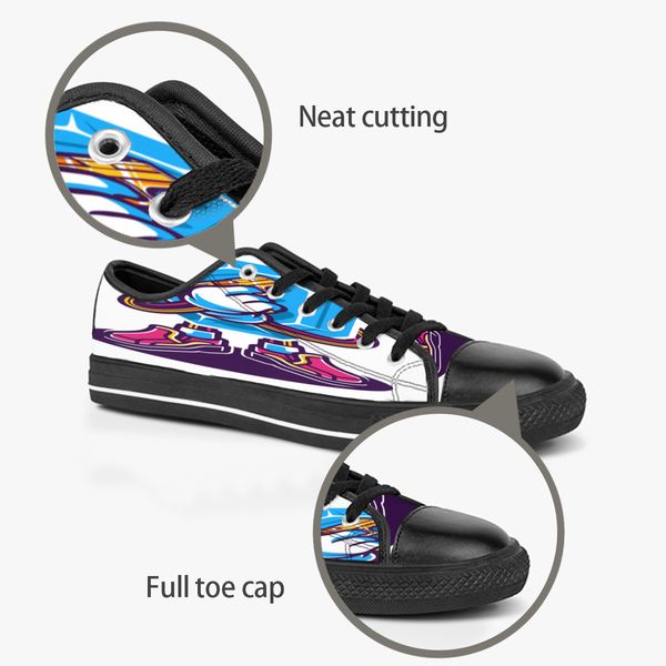 

custom shoes classic canvas low cut skateboard casual triple black accept customization uv printing low mens womens sports sneakers breathab