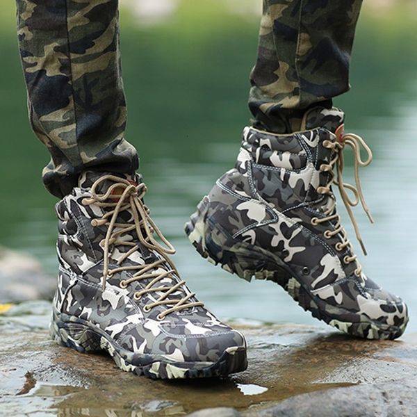 

height increasing shoes men military tactical boots spring waterproof canvas camo camping trekking boot man climbing outdoor hiking 221118, Black;white