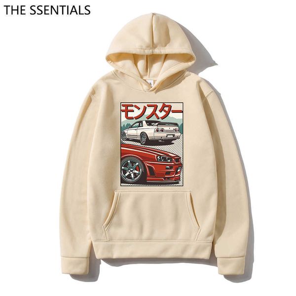 

men's hoodies sweatshirts classic nissan skyline gtr 34 hoodies men harajuku graphic initial d hoodie male hip hop car fleece oversize, Black