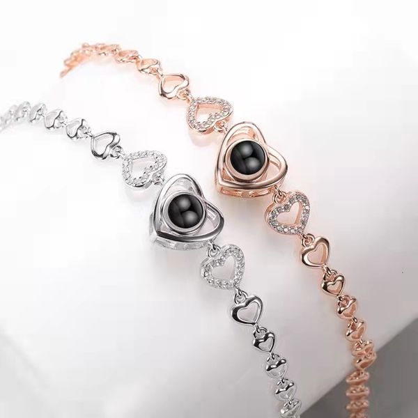 

charm bracelets peach heart picture customization 221118, Golden;silver