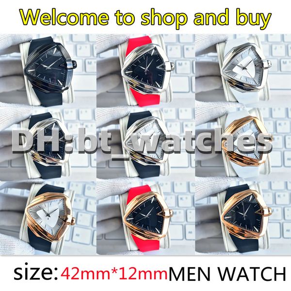 

r watch adventure series unique triangular case 316l fine steel case natural rubber strap size 42mm-12mm, Slivery;brown