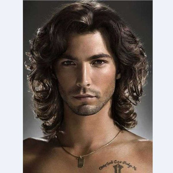 

women's wigs selling men's short hair dark brown curl, Black