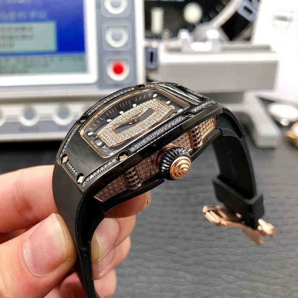 

barrel watch richa mill rm07-01 series fully wine automatic mechanical fine steel case tape female, Slivery;black