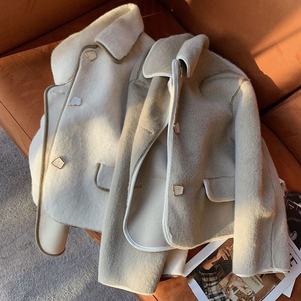 

women s jackets blend wool kawaii spring winter leisure fashion all match japanese style outwear chic long sleeve warm 221118, Black;brown