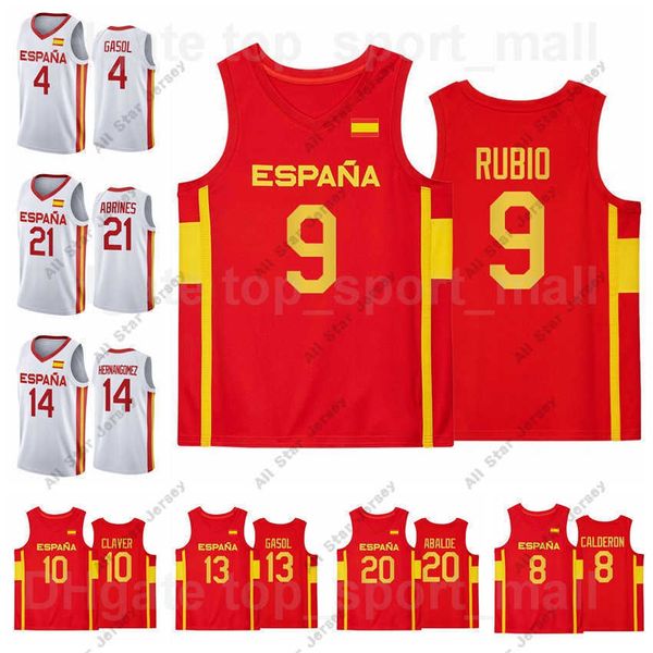 

basketball jerseys 2021 tokyo spain basketball jersey 9 ricky rubio 13 marc gasol 4 pau 21 alex abrines 10 victor claver 14 willy hernangome, Black;red
