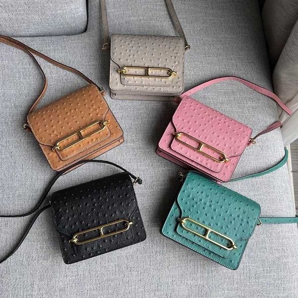 

handbags delv fashion luxury bags genuine leather elegant classic one shoudler brillant messenger bag ostrich grain cowhide versatile style