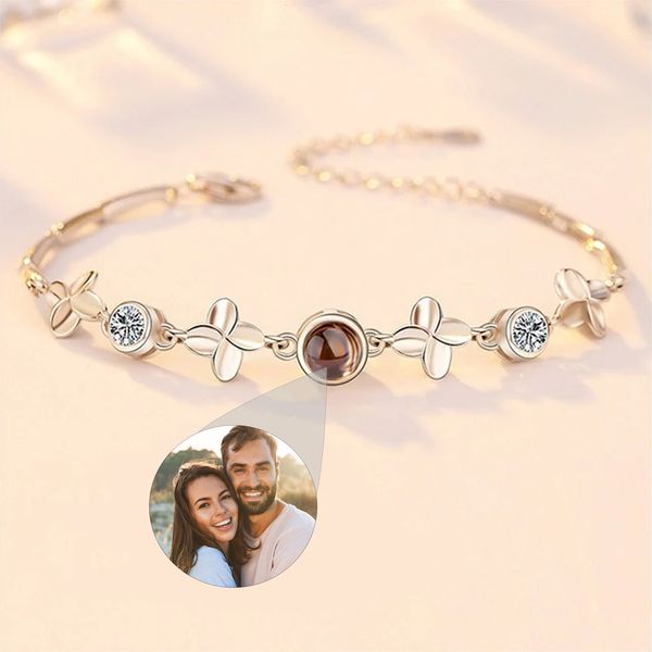 

charm bracelets po projection personalized couple anniversary gift for him men women 221118, Golden;silver