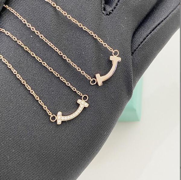

korean new fashion full diamond smile necklace women ins personality minority collar chain gold luxury necklace, Silver