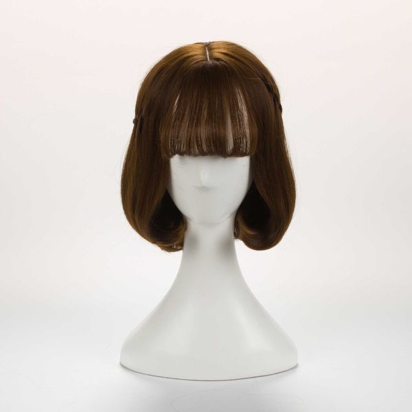 

women's wigs female short hair air bangs bobo head curl set, Black