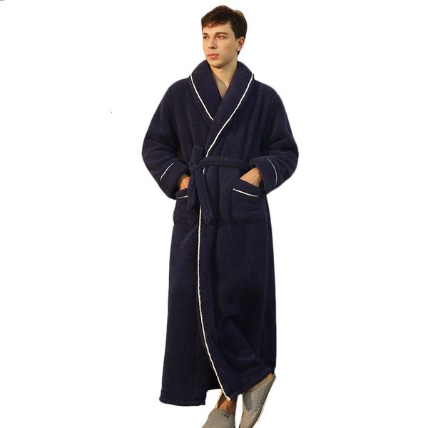 

men's sleepwear men's winter warm bathrobe fluffy fleece robes long housecoat for sleepwear loungewear 221118, Black;brown