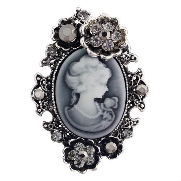 

pins brooches pins brooches vintage embossed beauty head for women wedding party jewelry fashion crystal flower brooch drop delivery dhe5x, Gray