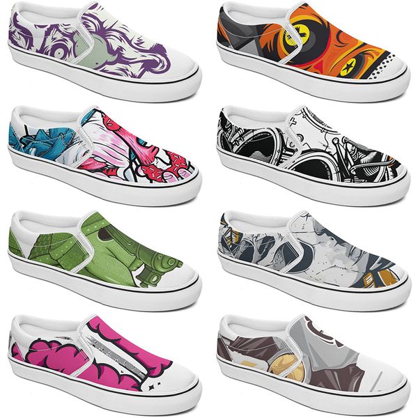 

shoe slip-on canvas shoes summercustom customized sneakers men women blue red green classic custom comfortable low platform sneaker color77, Black