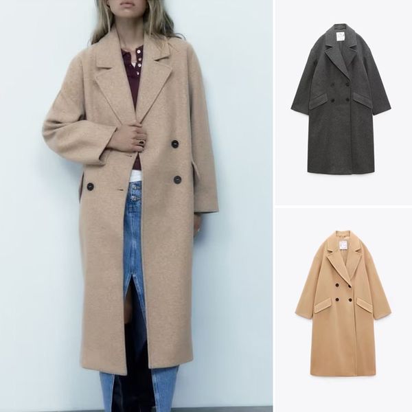 

women's wool blends bm md za european and american style fashion casual loose doublebreasted classic woolen coat jacket 3046701 221118, Black