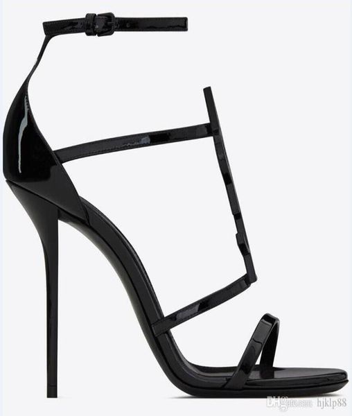 

with box real leather new letters shoes woman summer buckle strap bamboo joint sandals highheeled shoes open toe fashion singl he6994625, Black