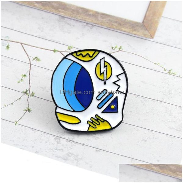

pins brooches cartoon alien brooches 10pcs/set space ship planet ufo paint enamel pins animal cat metal brooch for boys girls denim dhdb2, Gray