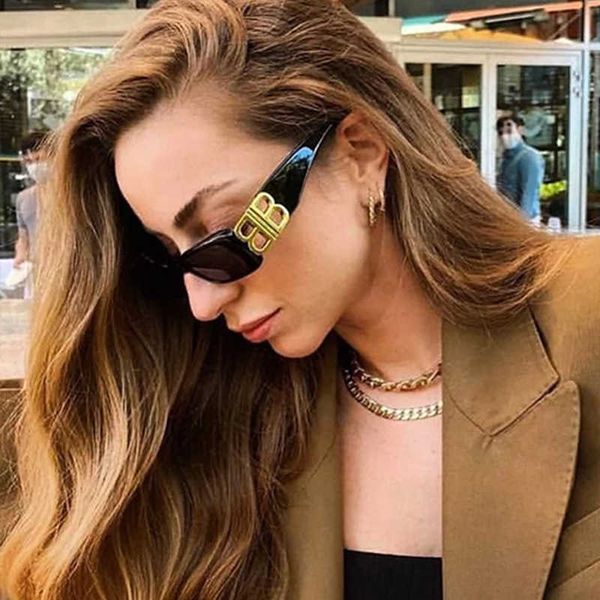 

2021 new small metal double b women's personality net red sunglasses fashion glasses, White;black