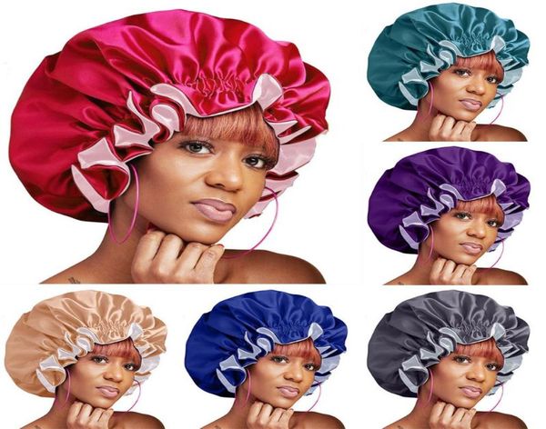 

solid women satin bonnet fashion stain silky big for lady sleep cap beauty headwrap hat hair wrap accessories beanies1989254