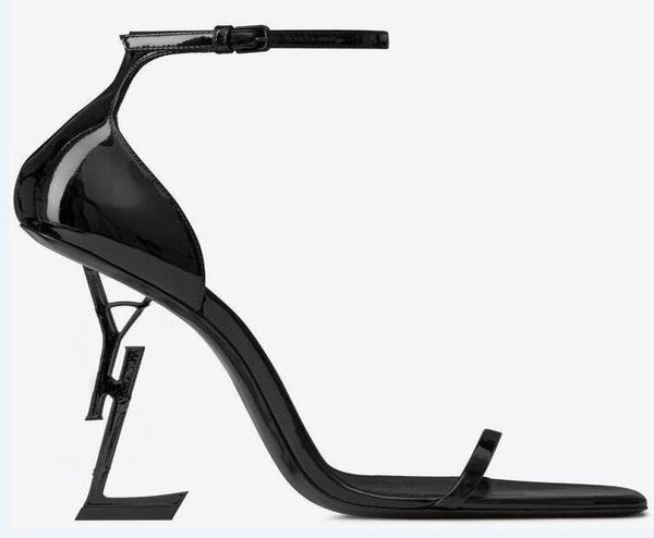 

with box brand new shoes woman summer buckle strap rivet sandals highheeled shoes open toe fashion leather single high heels1132313, Black