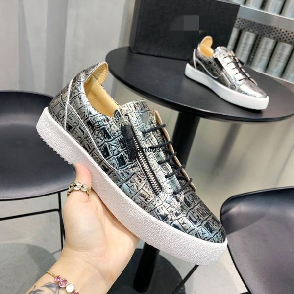 

casual shoes real leather sneakers men shoes chaussures de designer loafers martin frankie the crocodile grain d giuseppes zanotties xee, Black