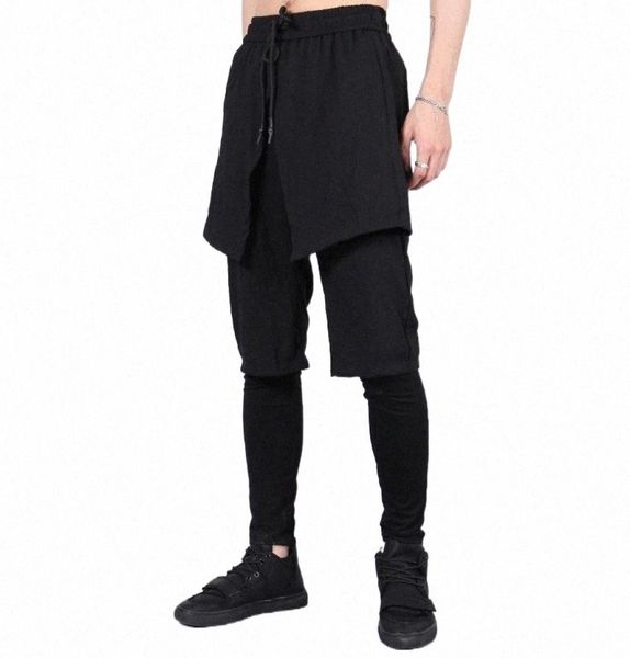 

men039s pants 2021 men clothing gd hair stylist fashion street original fake two pieces stereoscopic cutting harem culotte cost9949656, Black