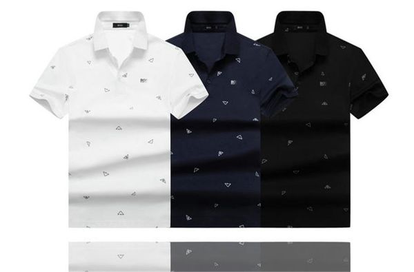 

men's bos polo shirt short sleeve t-shirt summer young and middle-aged thin breathable lapel t-shirt trend solid half sleeve, White;black