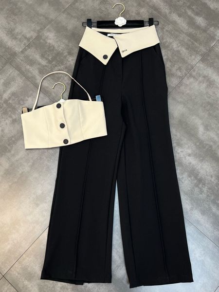 

women s two piece pants prepomp summer arrival sleeveless strapless crop high waist long set women streetwear ge901 221119, White