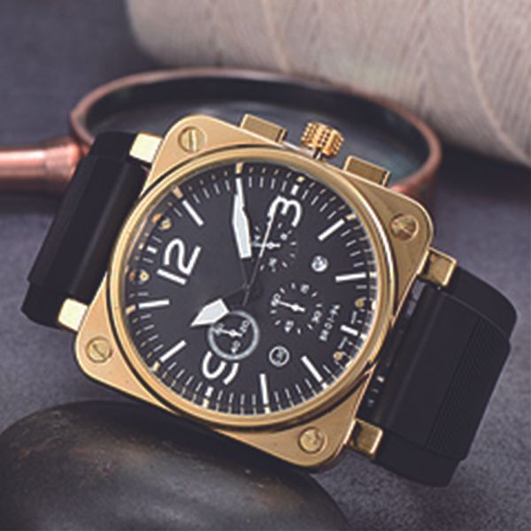 

2022 men's luxury quartz watch casual fashion six needle multi-functional waterproof calendar tape watches, Slivery;brown