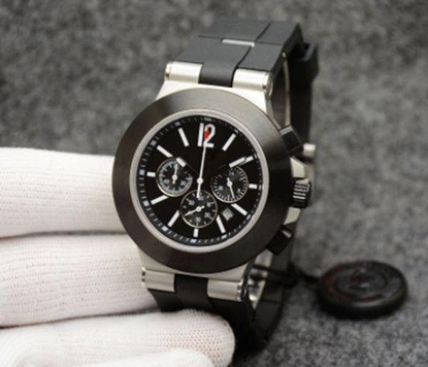 

aluminum quartz chronograph sapphire glass 44m men's watch black dial oak bark logo letter bezel luminous steve aoki dial rubber wristw, Slivery;brown