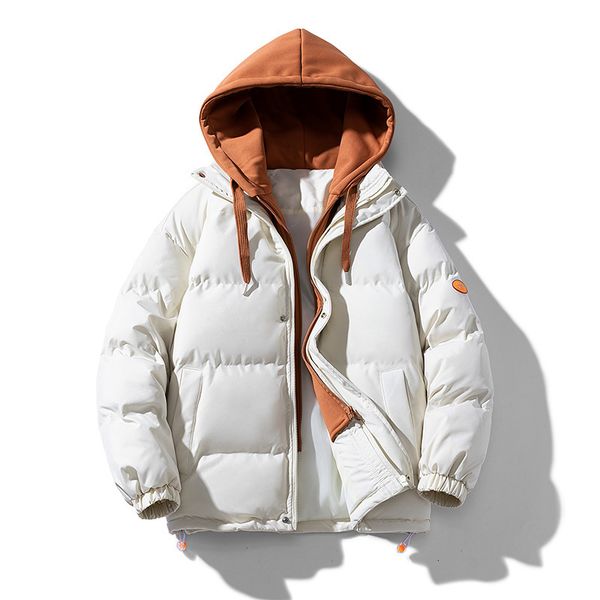 

men's down parkas winter solid color harajuku hooded casual warm thickened jacket fashion 221118, Black