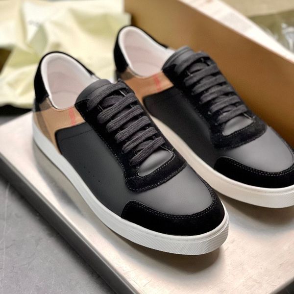 

stripes vintage shoes checked cotton men sneakers luxury brand casual shoe low flat outdoor tones brand classic men's leather and suede, Black