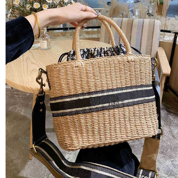 

clearance purse weaving bag female new vegetable basket sling single shoulder messenger bag portable large capacity hand woven straw, Black;red