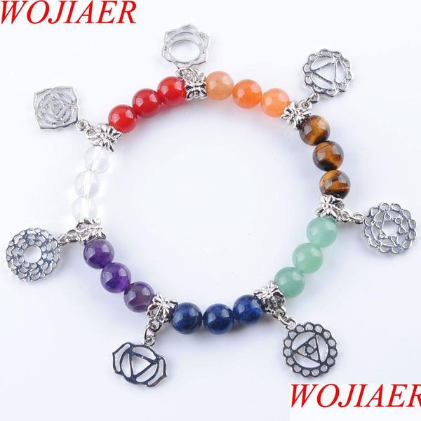 

beaded 7 chakras reiki tiger eye agate quartz gemstone beads strand bracelet jewelry yoga meditation for women bracelets k3283 drop d dhsen, Black