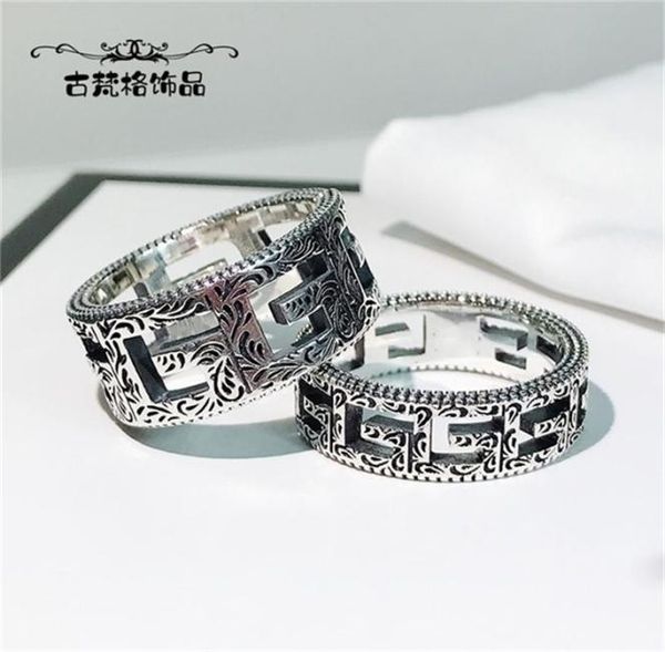 

70 off designer jewelry double g square hollow out ring 925 silver fashion trend carved pattern for men and women lovers5470198
