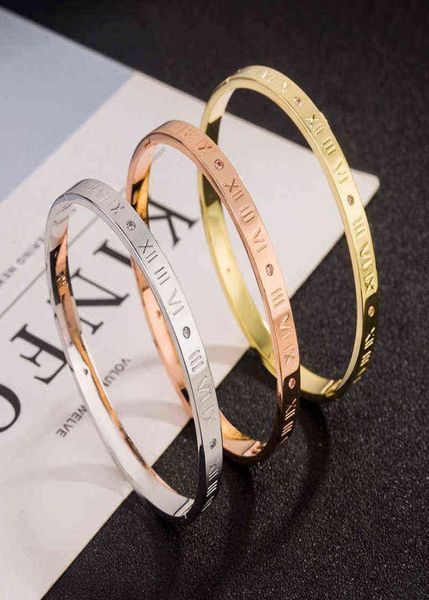 

new design zircon stainless steel lover bracelets for women luxury brand rose goldsilver color bangles jewelry pulseiras, Golden;silver
